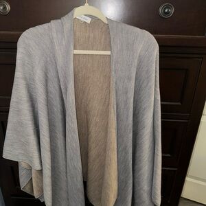 Gray and Tan Open Front Cardigan Calvin Klein